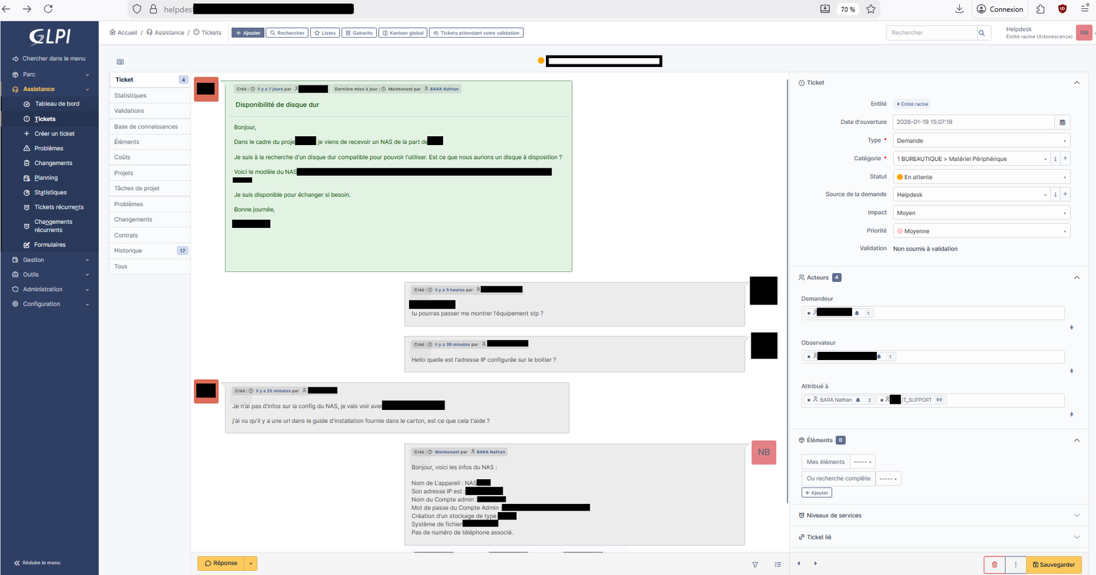 Résolution du ticket GLPI