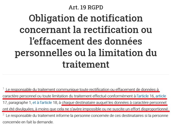 RGPD Article 19