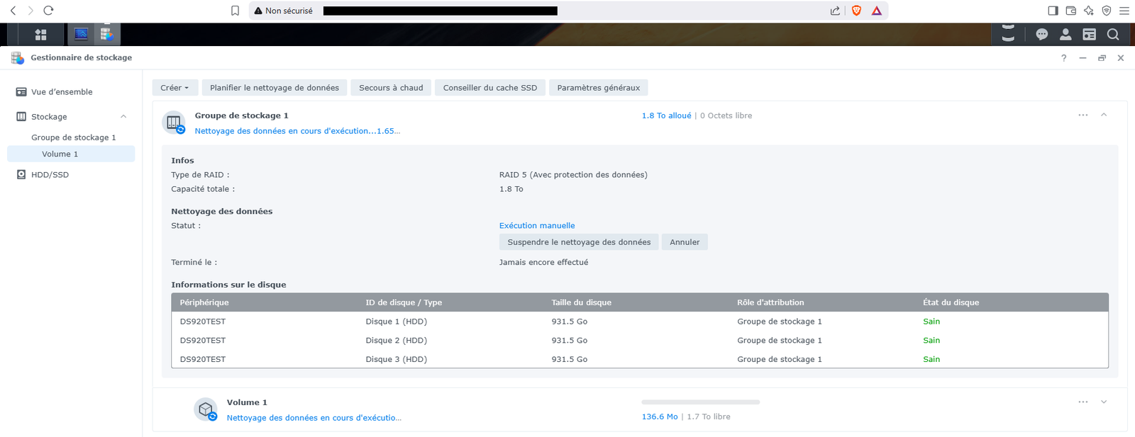 Interface de configuration NAS 4