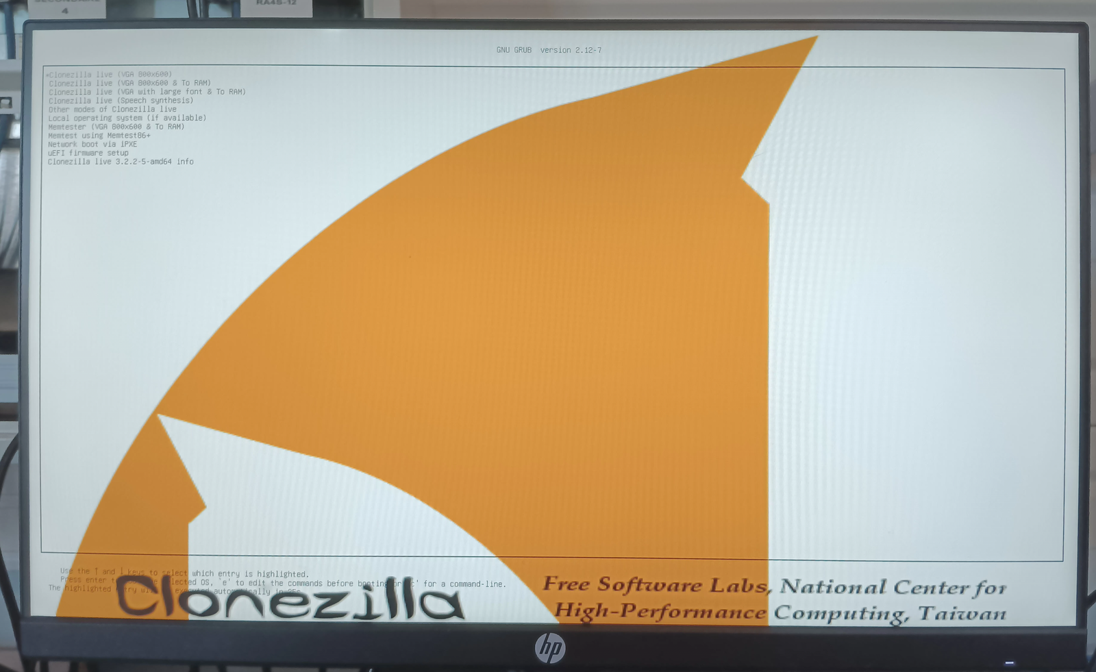 Interface de Clonezilla