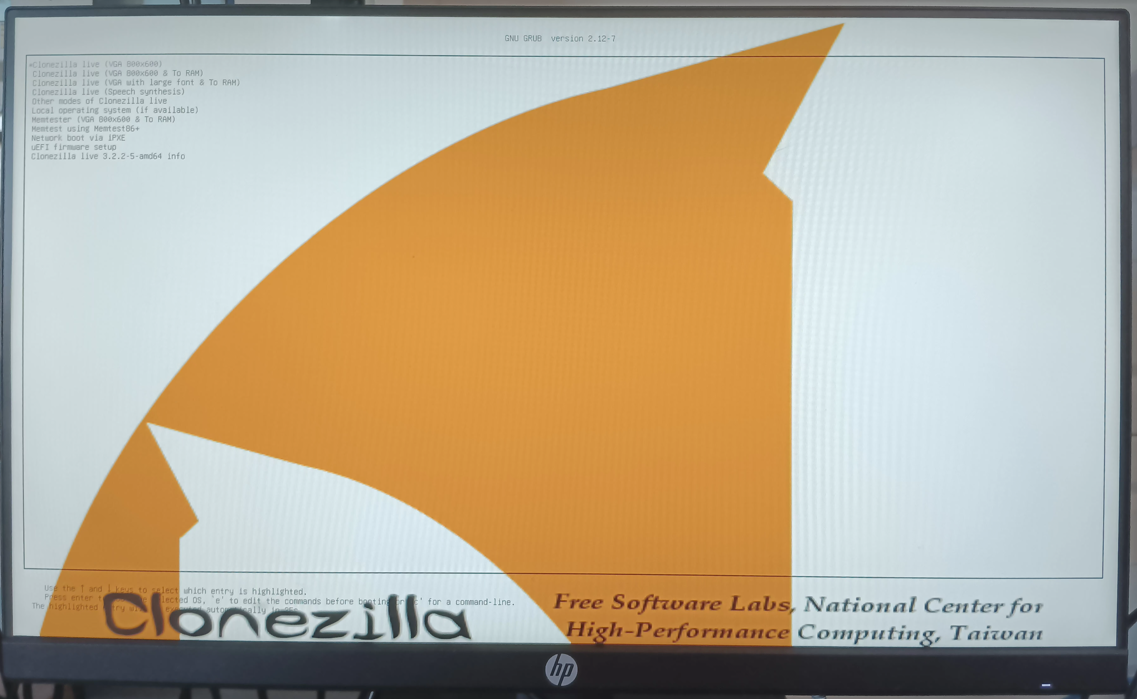 Clonezilla Etape 1