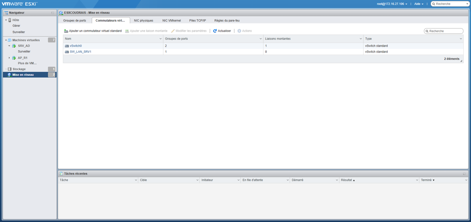 vSwitches ESXCOUDRAIS