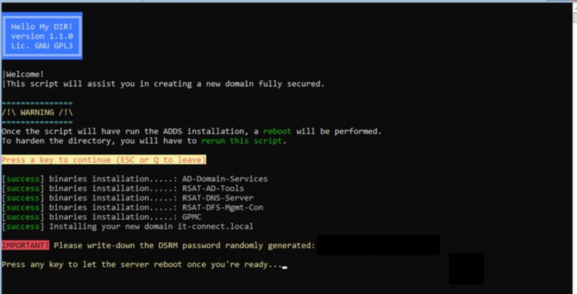 Installation des binaires AD DS