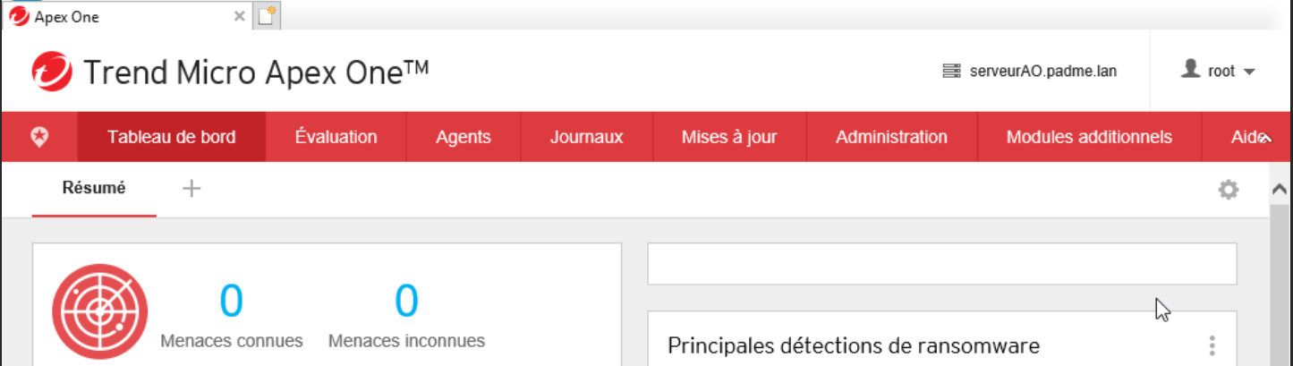 Console Trend Micro Apex One