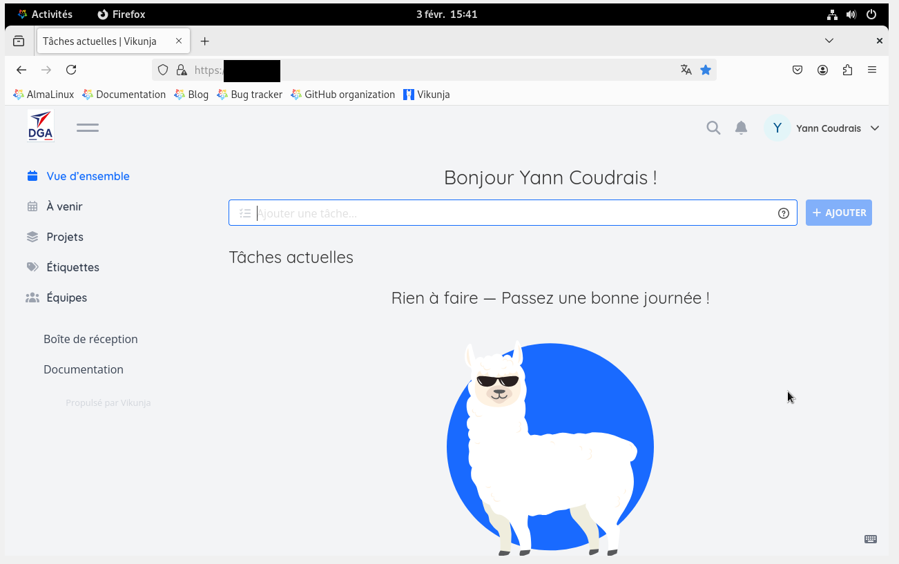 Tableau de bord Vikunja HTTPS DGA