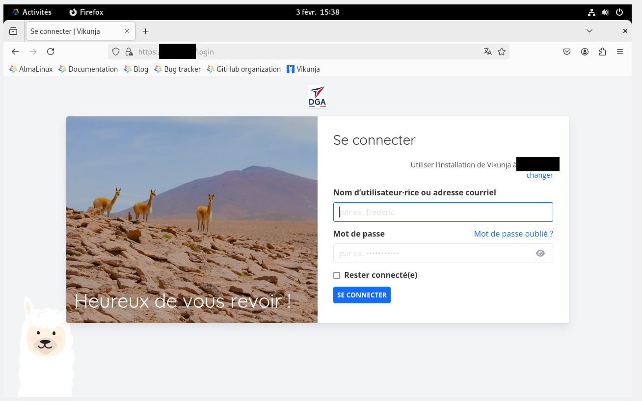 Page de login Vikunja HTTPS DGA
